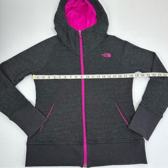 The North Face Women’s Dark Gray Full Zip Hooded French Terry Track Jacket M/C37 - Picture 13 of 14